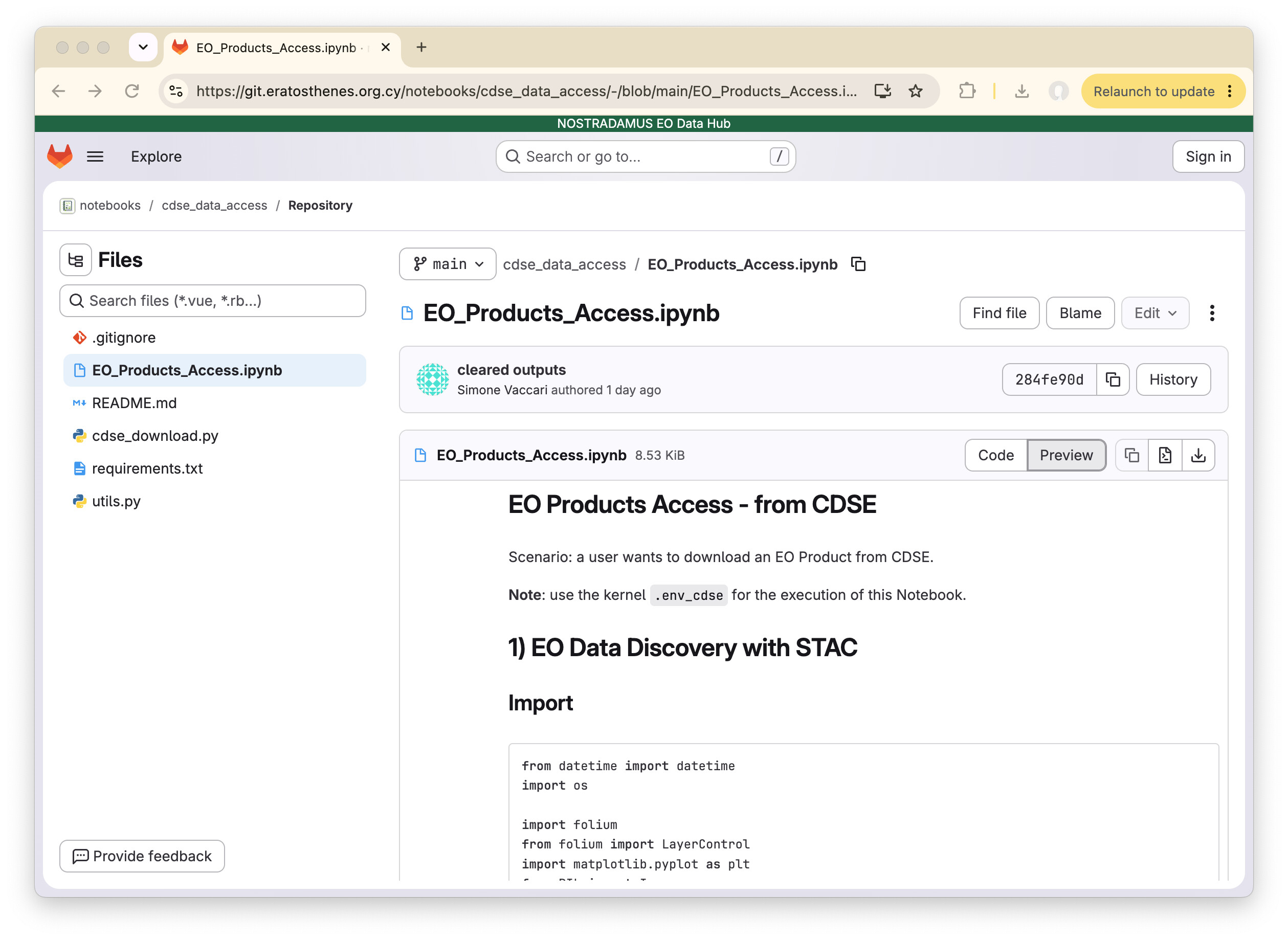 Open the notebook repository